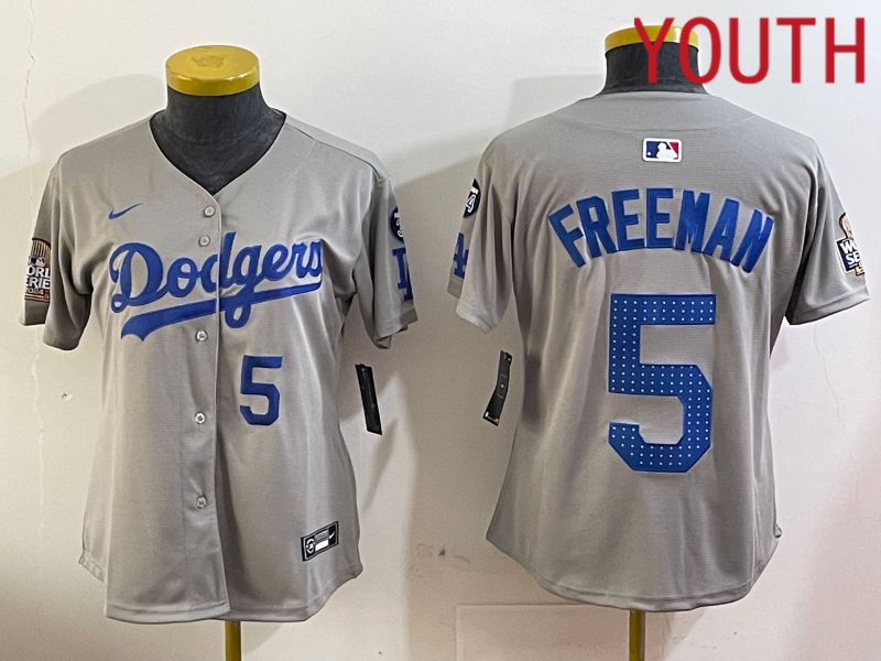 Youth Los Angeles Dodgers #5 Freeman Grey Game 2024 Nike MLB Jersey style 12054